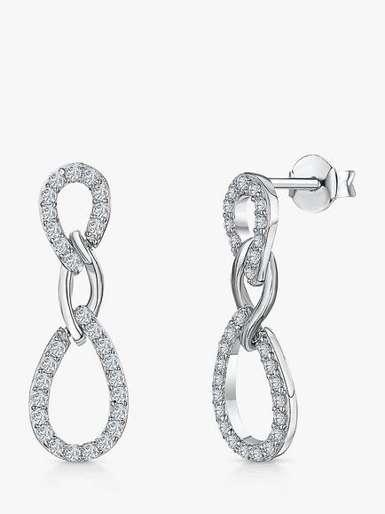 Jools by Jenny Brown Cubic Zirconia Link Drop Earrings, Silver, Silver