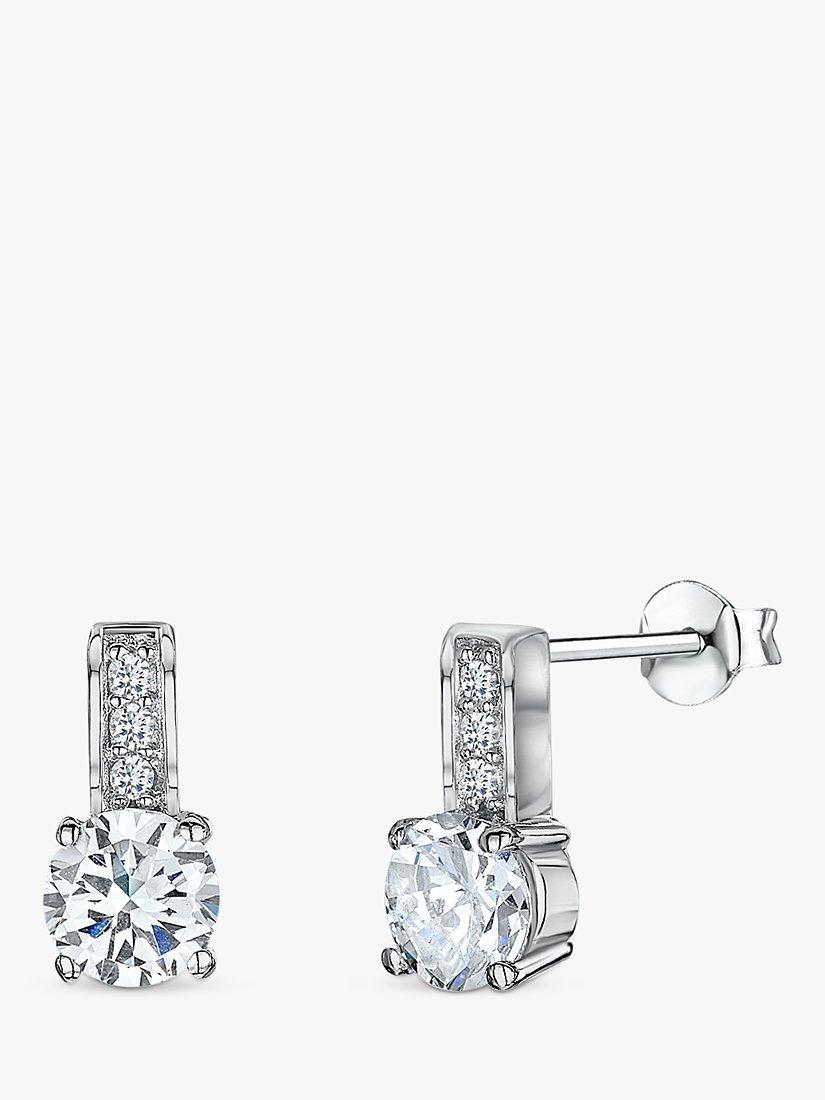 Product image 1 of 4, which shows Jools by Jenny Brown Cubic Zirconia Pave Bale Stud Earrings, Silver