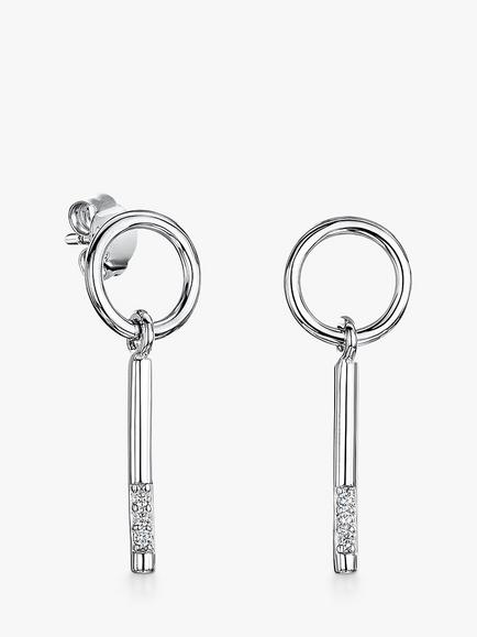Jools by Jenny Brown Circle With Bar Drop Earrings, Silver, Silver