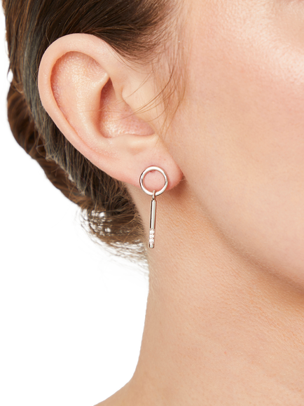 Jools by Jenny Brown Circle With Bar Drop Earrings, Silver - view 2, Silver