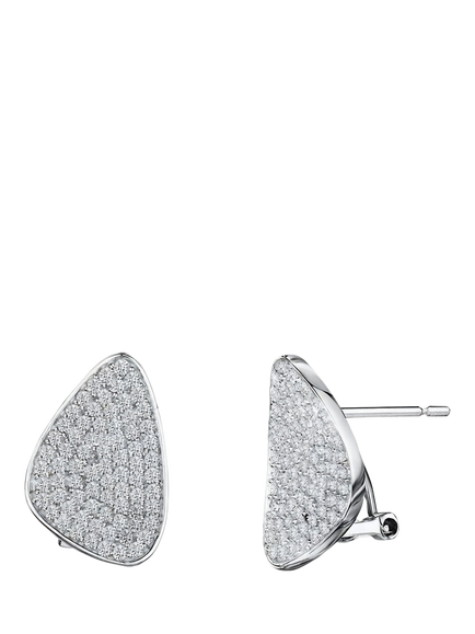 Jools by Jenny Brown Concave Pave Triangle Stud Earrings, Silver, Silver