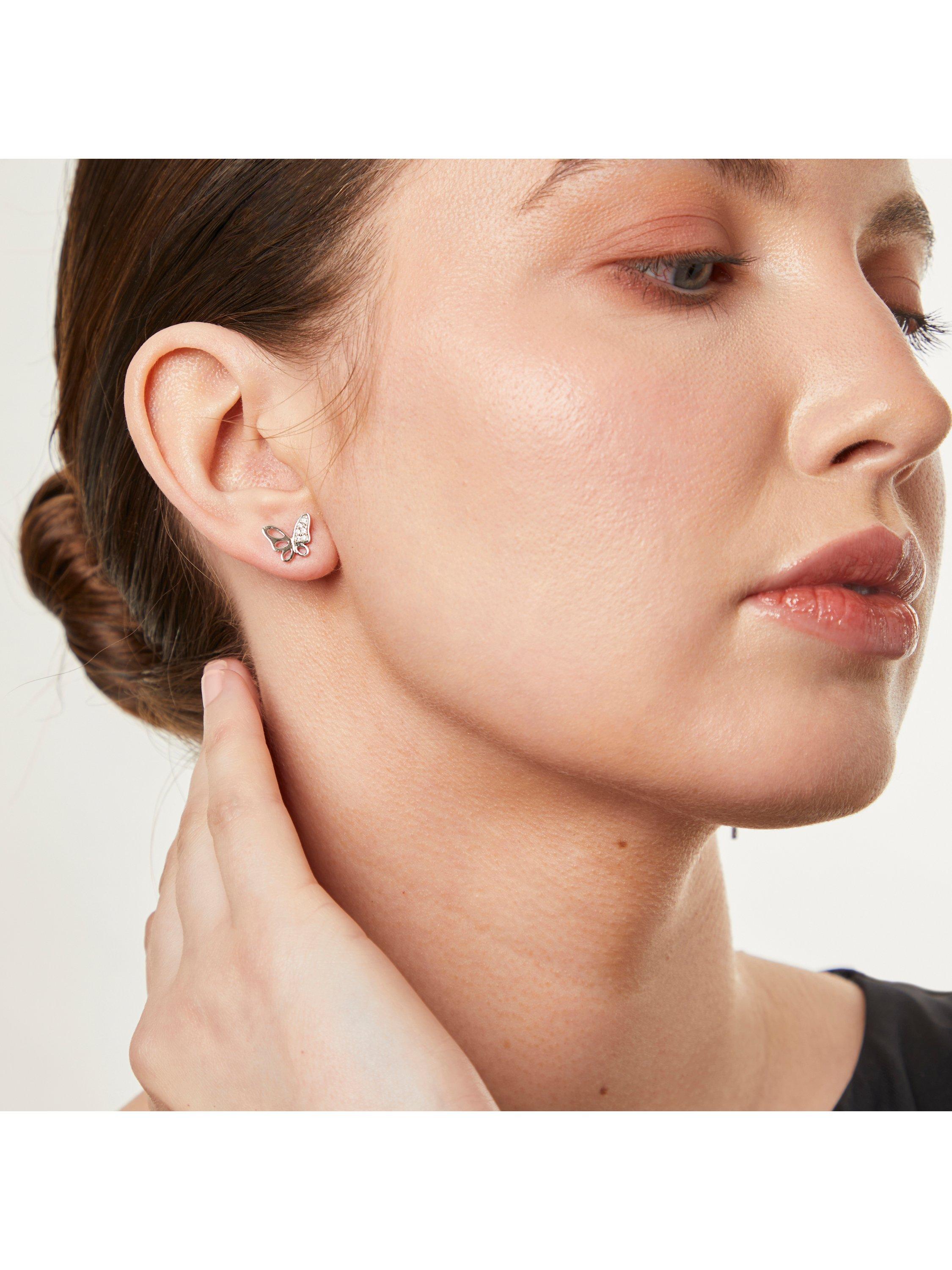 Product image 2 of 4, which shows Jools by Jenny Brown Cutout Butterfly Stud Earrings, Silver