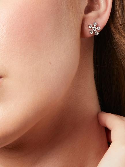 Jools by Jenny Brown Dainty Snowflake Cubic Zirconia Stud Earrings, Silver - view 2, Silver