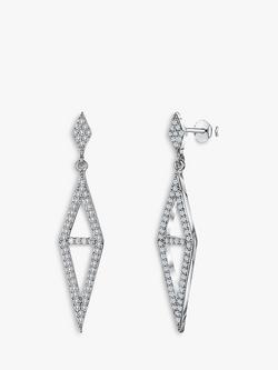 Jools by Jenny Brown Cubic Zirconia Diamond Shape Drop Earrings, Silver, Silver