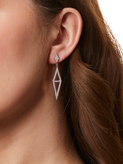 Jools by Jenny Brown Cubic Zirconia Diamond Shape Drop Earrings, Silver - view 2, Silver
