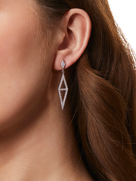Jools by Jenny Brown Cubic Zirconia Diamond Shape Drop Earrings, Silver - view 2, Silver