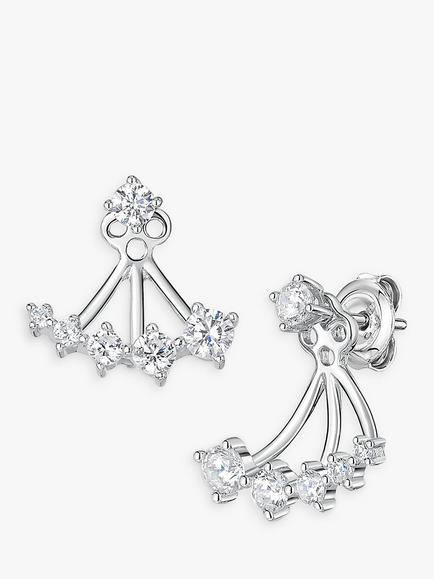 Jools by Jenny Brown Cubic Zirconia Graduated Under Lobe Earrings, Silver, Silver