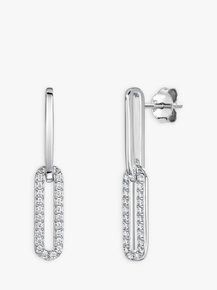 Jools by Jenny Brown Half Pave Link Drop Earrings, Silver