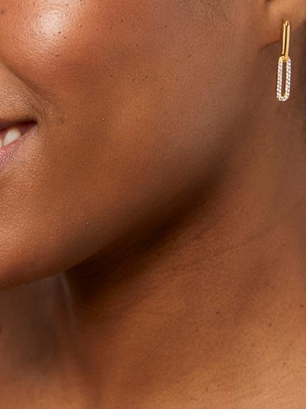 Jools by Jenny Brown Half Pave Link Drop Earrings - view 2, Gold