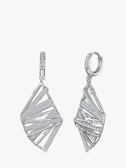 Jools by Jenny Brown Lattice Cubic Zirconia Drop Earrings, Silver, Silver