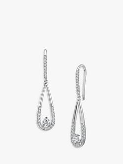 Jools by Jenny Brown Cubic Zirconia Open Teardrop Fishhook Earrings, Silver, Silver