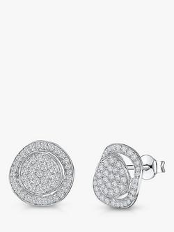 Jools by Jenny Brown Pave Curved Circle Stud Earrings, Silver, Silver