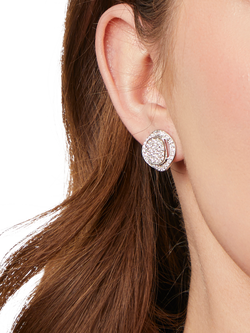 Jools by Jenny Brown Pave Curved Circle Stud Earrings, Silver - view 2, Silver