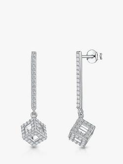 Jools by Jenny Brown Pave Cubic Zirconia Cube Drop Earrings, Silver, Silver