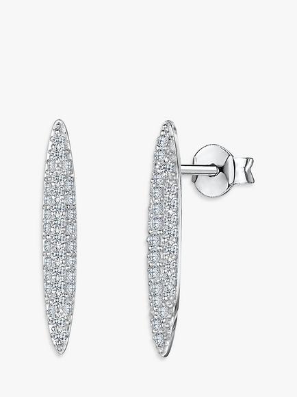 Jools by Jenny Brown Pave Cubic Zirconia Stem Drop Earrings, Silver, Silver
