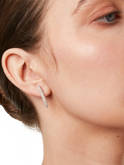 Jools by Jenny Brown Pave Cubic Zirconia Stem Drop Earrings, Silver - view 2, Silver