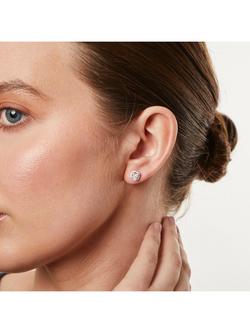 Jools by Jenny Brown Cubic Zirconia Princess Cut Halo Stud Earrings, Silver - view 2, Silver