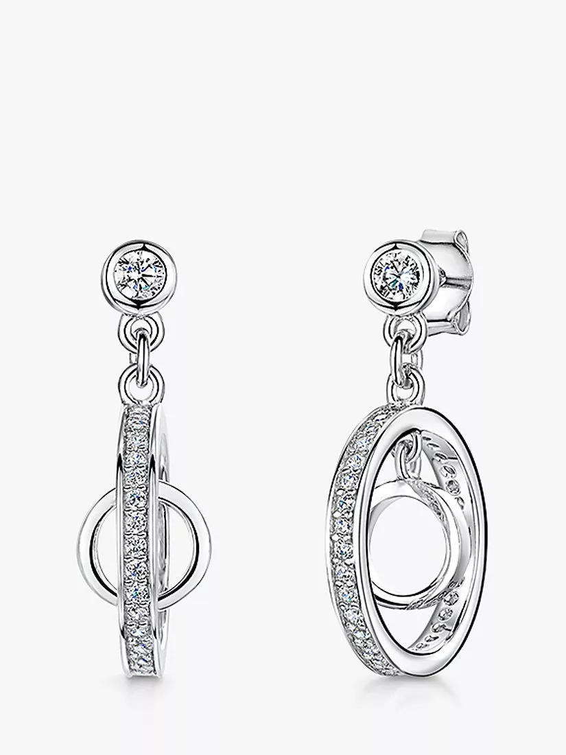 Jools by Jenny Brown Cubic Zirconia Ring Drop Earrings, Silver