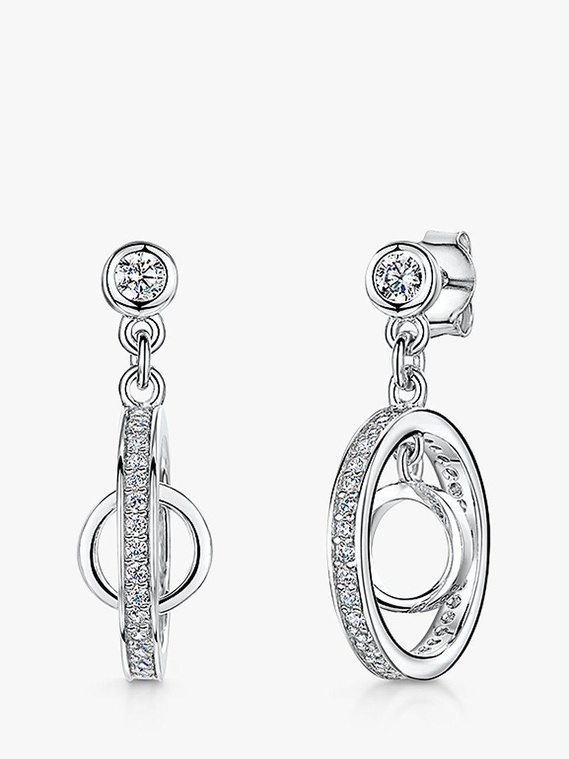 Product image 1 of 2, which shows Jools by Jenny Brown Cubic Zirconia Ring Drop Earrings, Silver