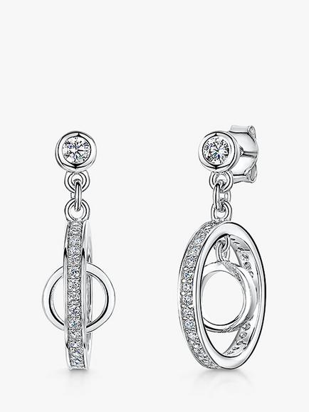 Jools by Jenny Brown Cubic Zirconia Ring Drop Earrings, Silver, Silver