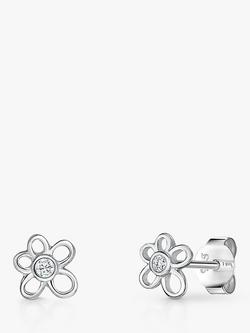 Jools by Jenny Brown Open Flower Stud Earrings, Silver