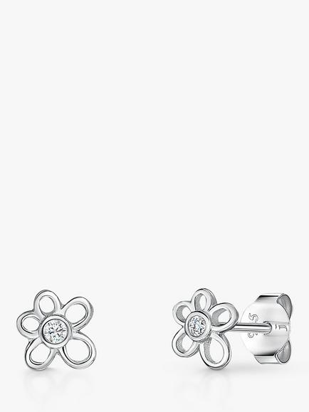 Jools by Jenny Brown Open Flower Stud Earrings, Silver