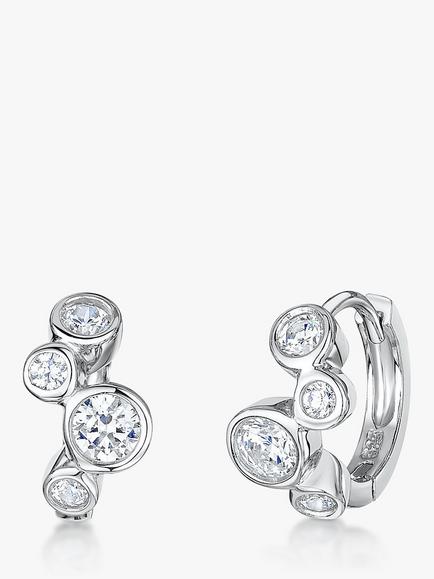 Jools by Jenny Brown Cubic Zirconia Bubble Huggie Earrings, Silver, Silver