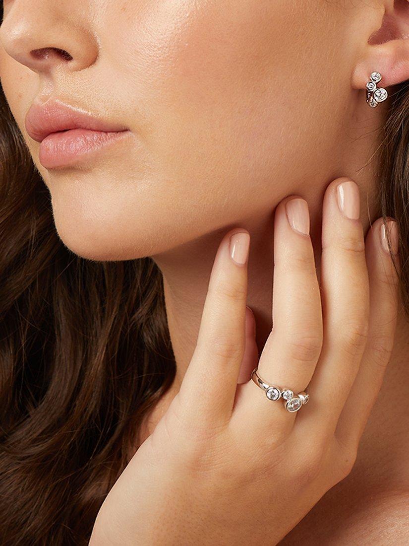 Product image 2 of 3, which shows Jools by Jenny Brown Cubic Zirconia Bubble Huggie Earrings, Silver