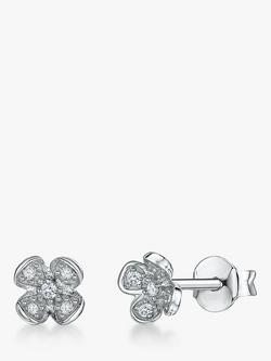 Jools by Jenny Brown Cubic Zirconia Petal Stud Earrings, Silver, Silver