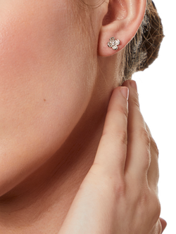 Jools by Jenny Brown Cubic Zirconia Petal Stud Earrings, Silver - view 2, Silver