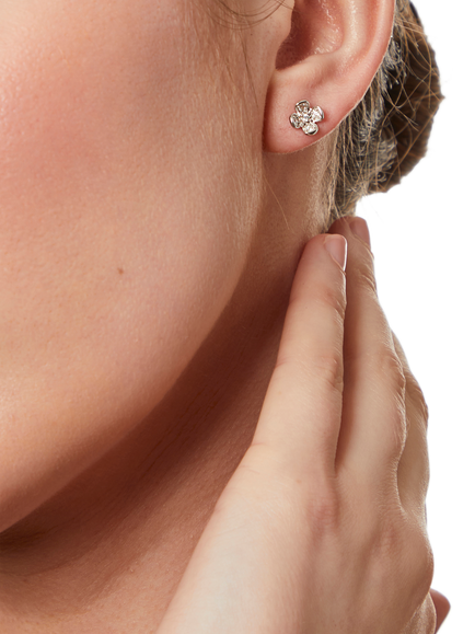 Jools by Jenny Brown Cubic Zirconia Petal Stud Earrings, Silver - view 2, Silver