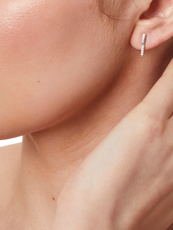 Jools by Jenny Brown Small Pave Bar Stud Earrings, Silver - view 2, Silver