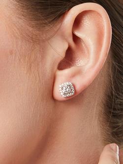 Jools by Jenny Brown Cubic Zirconia Square Halo Stud Earrings, Silver - view 2, Silver