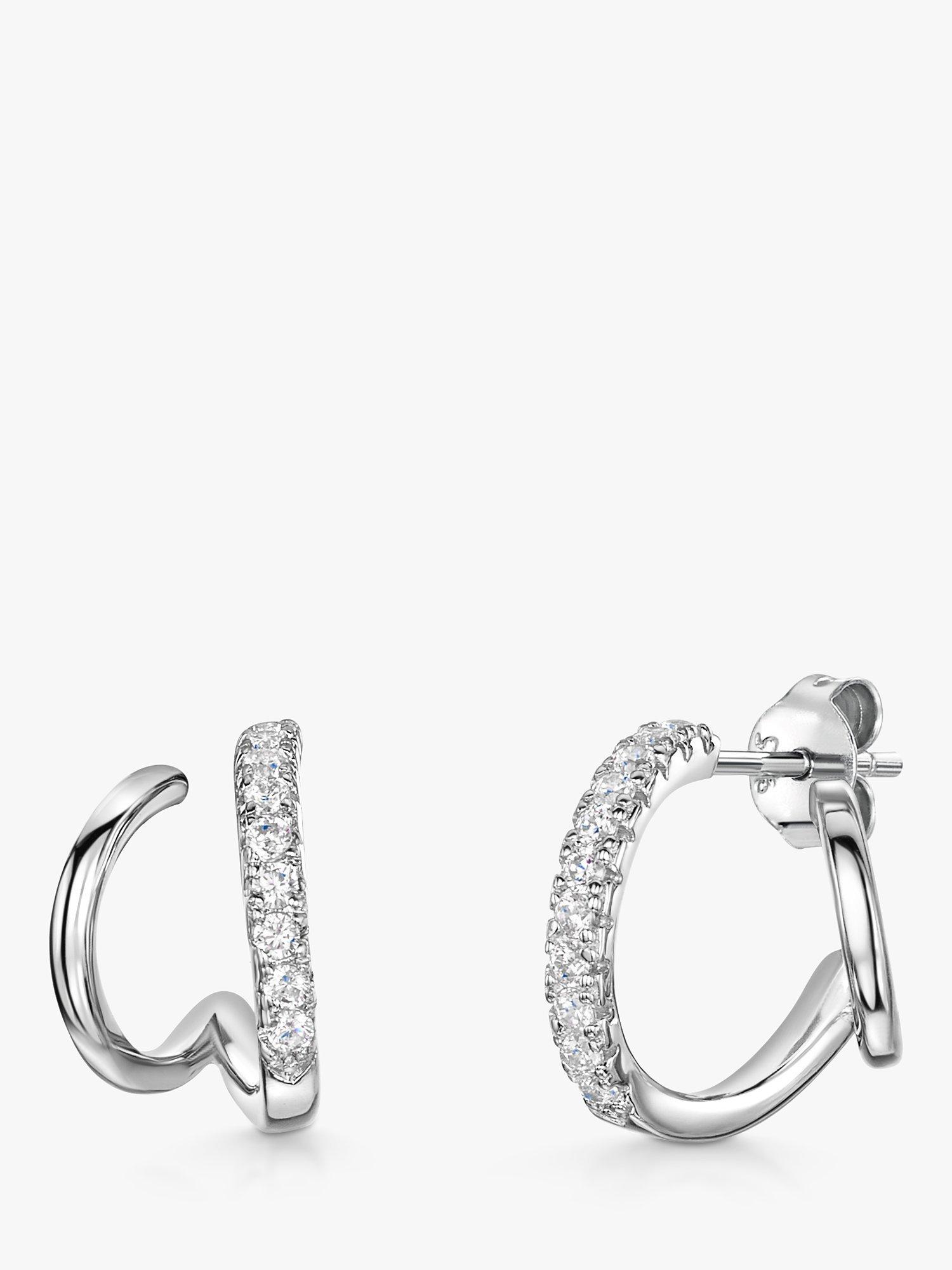 Product image 1 of 4, which shows Jools by Jenny Brown Cubic Zirconia Twist Huggie Earrings, Silver
