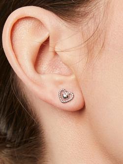 Jools by Jenny Brown Woven Heart Stud Earrings - view 2, Silver