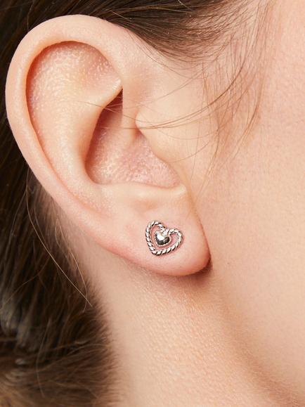 Jools by Jenny Brown Woven Heart Stud Earrings - view 2, Silver