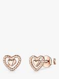 Jools by Jenny Brown Woven Heart Stud Earrings, Rose Gold