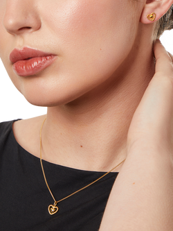 Jools by Jenny Brown Woven Heart Stud Earrings - view 2, Gold