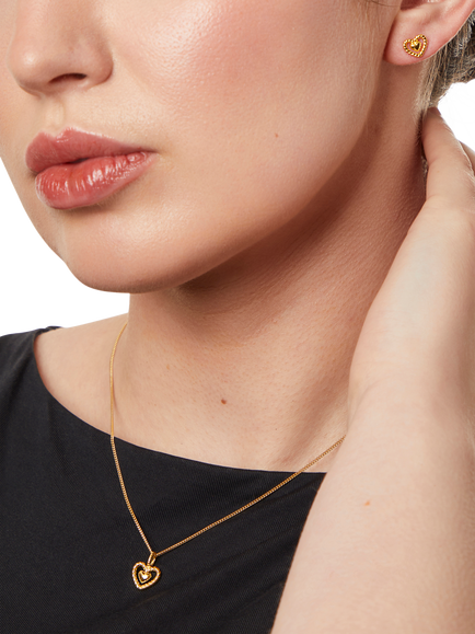 Jools by Jenny Brown Woven Heart Stud Earrings - view 2, Gold