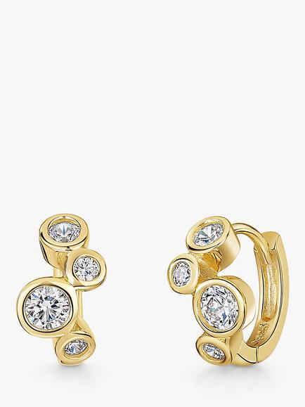 Jools by Jenny Brown Cubic Zirconia Bubble Huggie Earrings, Silver, Gold