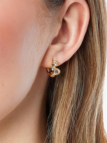 Jools by Jenny Brown Cubic Zirconia Bubble Huggie Earrings, Silver - view 2, Gold