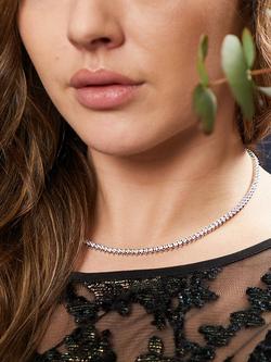 Jools by Jenny Brown 3mm Cubic Zirconia Tennis Necklace, Silver - view 2, Silver