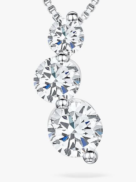 Jools by Jenny Brown 3 Stone Cubic Zriconia Pendant Necklace, Silver, Silver