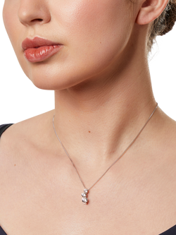 Jools by Jenny Brown 3 Stone Cubic Zriconia Pendant Necklace, Silver - view 2, Silver