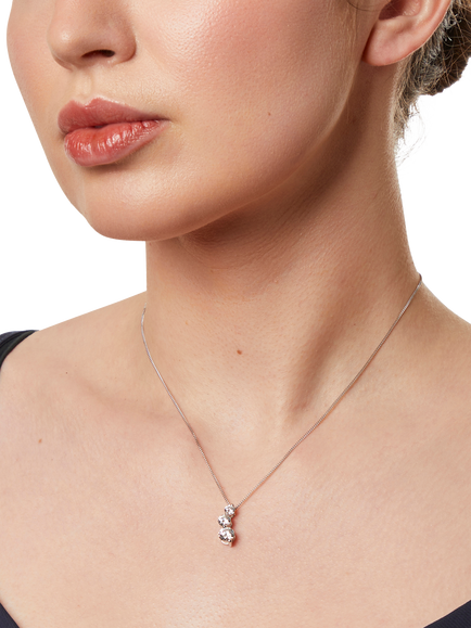 Jools by Jenny Brown 3 Stone Cubic Zriconia Pendant Necklace, Silver - view 2, Silver