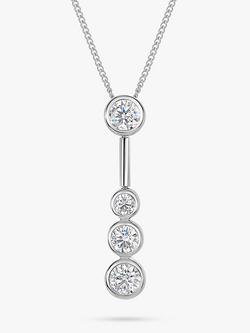 Jools by Jenny Brown 4 Cubic Zirconia Line Drop Pendant Necklace, Silver