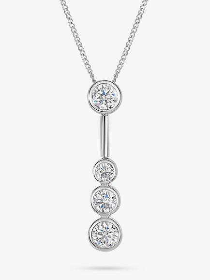 Jools by Jenny Brown 4 Cubic Zirconia Line Drop Pendant Necklace, Silver