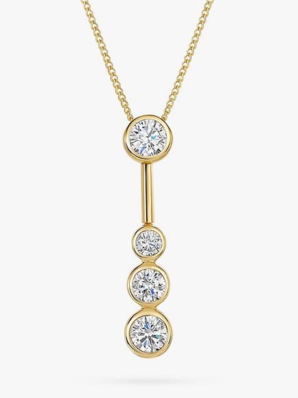 Jools by Jenny Brown 4 Cubic Zirconia Line Drop Pendant Necklace, Gold