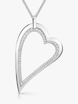 Jools by Jenny Brown Big Cubic Zirconia Dali Heart Pendant Necklace, Silver