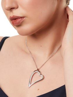 Jools by Jenny Brown Big Cubic Zirconia Dali Heart Pendant Necklace - view 2, Silver